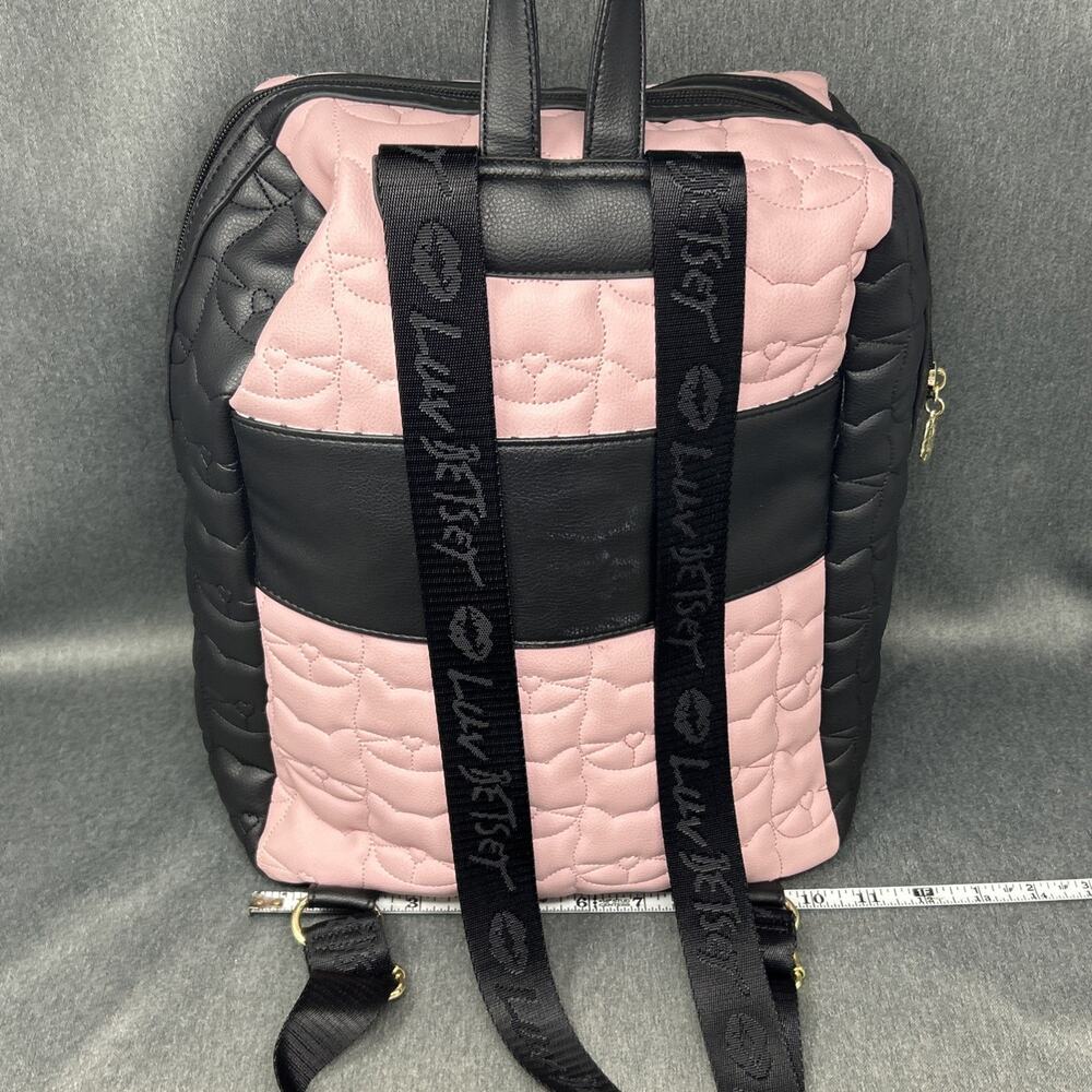 Luv Betsey Johnson Lorene Quilted Cat Face Pink Black Backpack with Crossbody - Picture 5 of 15